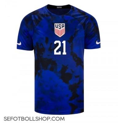 Billiga Förenta staterna Timothy Weah #21 Borta fotbollskläder VM 2022 Kortärmad